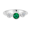 Round Emerald Three Stone Ring