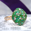 Cushion Emerald Cocktail Ring with background for Insytagram