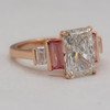 Radiant Cut Diamond with Pink Diamonds in Rose Gold Side View