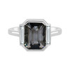 Gray Sapphire Platinum Three Stone Ring in Bezel Setting
