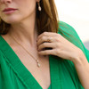 14k yellow gold pendant with a LAB GROWN marquise cut diamond and pave LAB GROWN bail set in a 4 prong bezel totaling 1.19cts- on figure