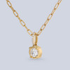 14k yellow gold pendant with a LAB GROWN brilliant cut diamond and pave LAB GROWN bail set in a 4 prong bezel totaling 1.59 carats, E/F-VS - side view