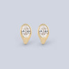 14k yellow gold small chubby huggies with 2 LAB GROWN oval diamonds totaling 1.50 cts