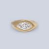 14k yellow gold pinky ring with a LAB GROWN marquise cut diamond set in a bezel, 1.38 carats, E/F- VS - front view