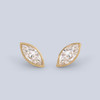 14k yellow gold small studs with 2 LAB GROWN marquise diamonds, bezel set, totaling 0.60 carats