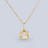 14k yellow gold pendant with a horizontally set LAB GROWN emerald cut diamond 0.85 carats, E/F-VS