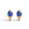14k huggie style earrings with round blue sapphires 1.58cts