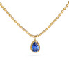 Blue Sapphire Pear Pendant on Ball Chain