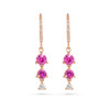 Pink Sapphire Diamond Drop Earrings in rose gold  - on-figure