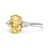 Oval Yellow Sapphire Three Stone Engagement Ring-side view
