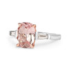 Peach Cushion Sapphire with Baguettes Engagement Ring side view