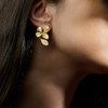 Yellow Gold Flower Pavé Diamond Earrings - on-figure