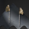 Art-Deco Fan Diamond Drop Earrings - styled still life front view