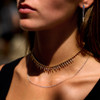 Diamond Sunburst Collar Necklace on model