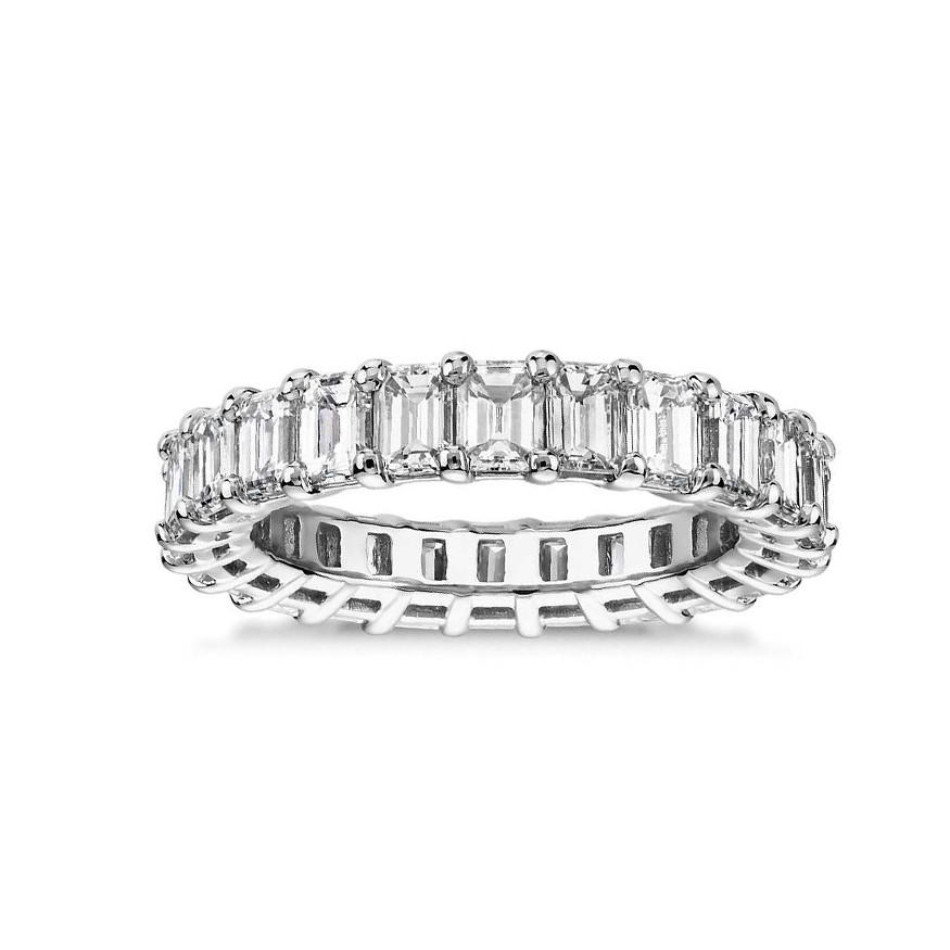 Diamond Emerald Cut Prong Eternity Ring Diamond Wedding Bands