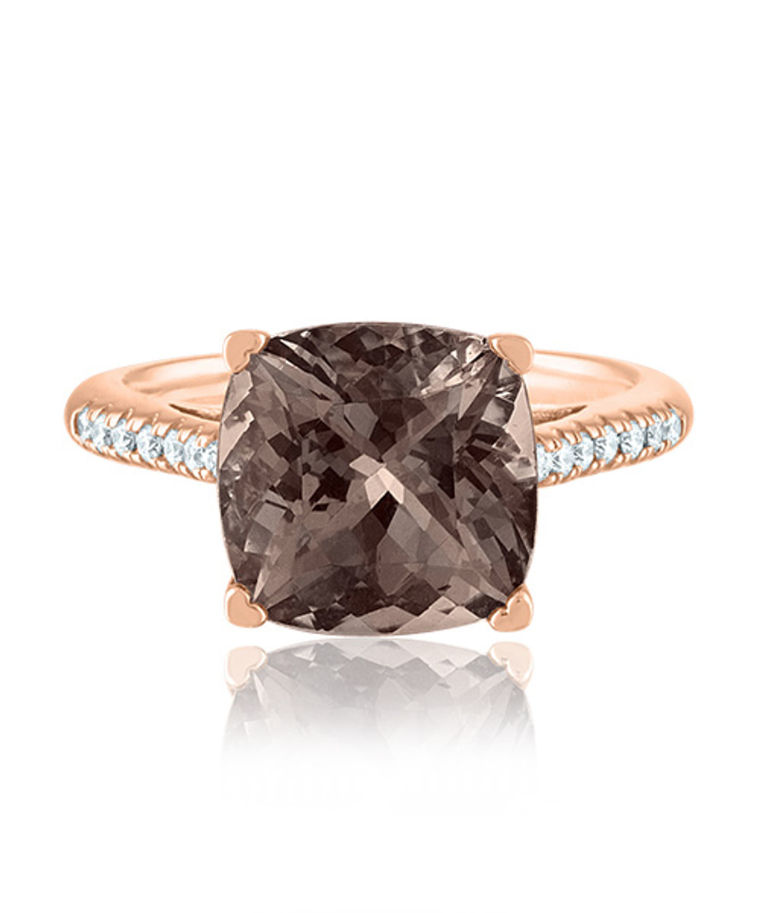 Smoky Topaz Cushion Ring in Rose Gold