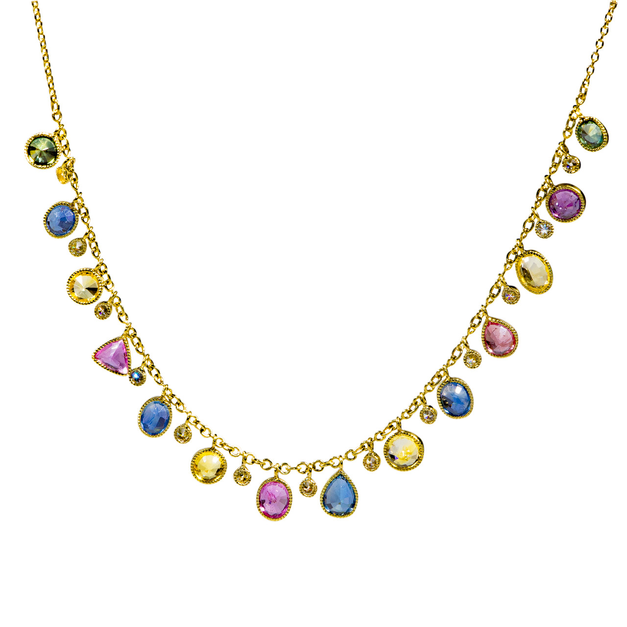 Oscar Heyman Diamond & Multi Color Sapphire and Spinel Necklace Circa  1955-V43362 | vividdiamonds