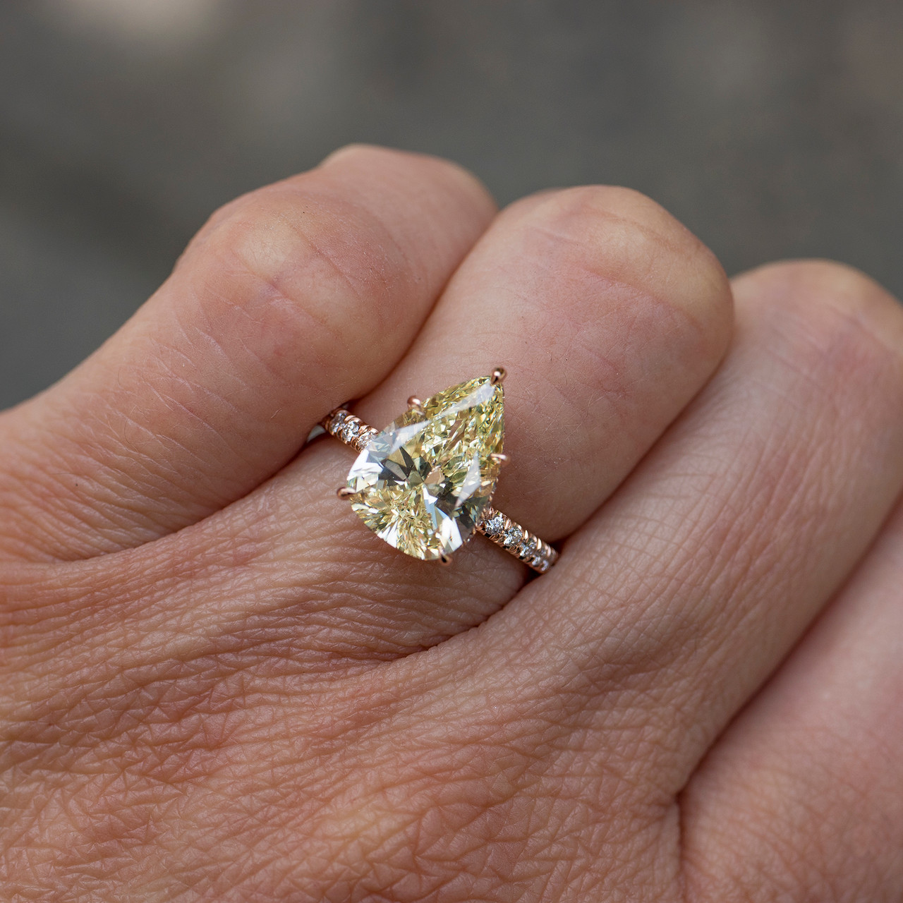 fancy yellow pear diamond ring