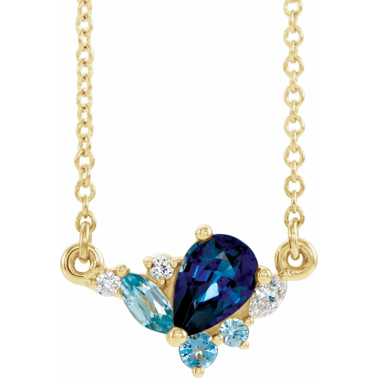 Multi Stone Sapphire Cluster Pendant | Sapphire Necklace
