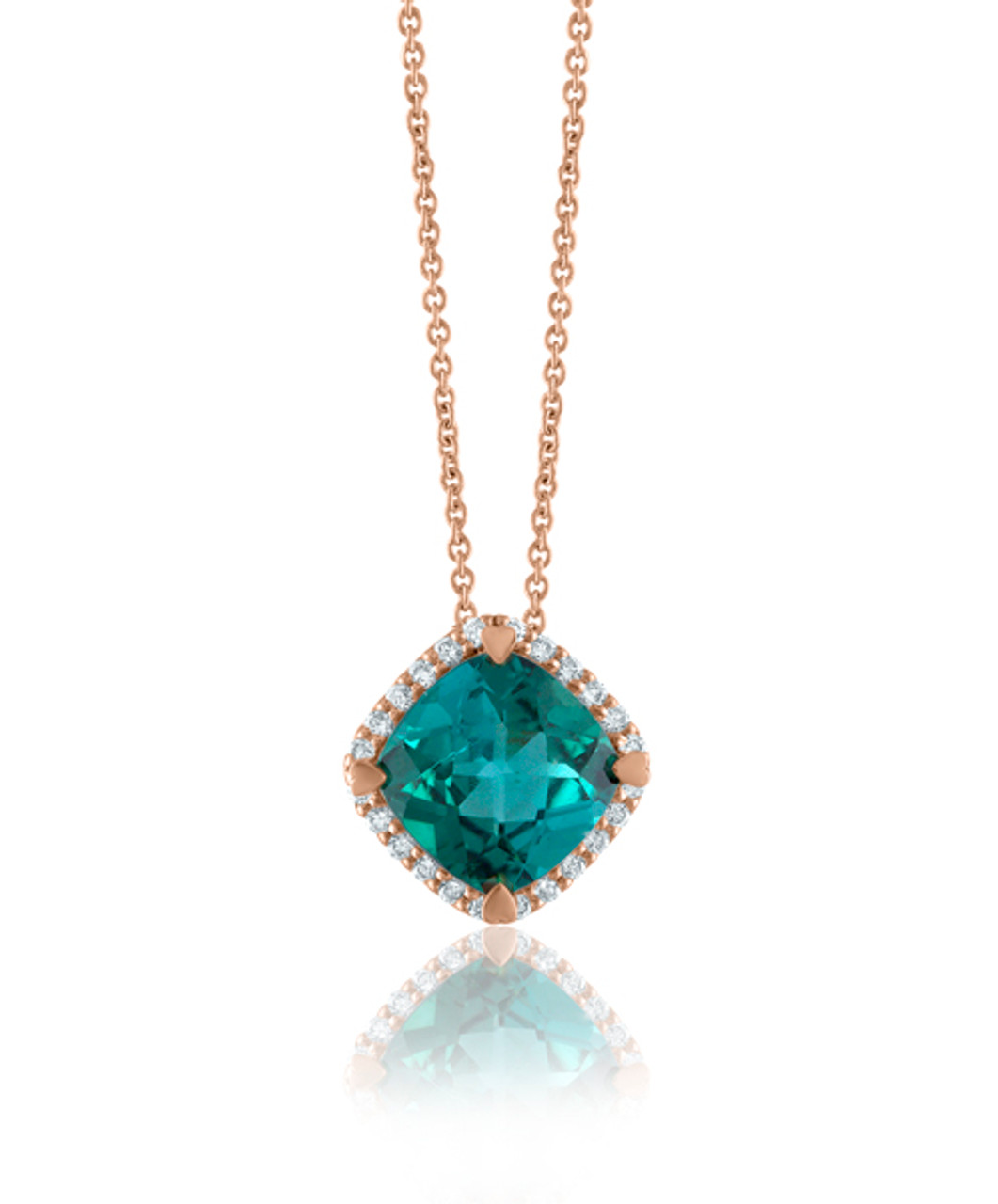 18ct White Gold Pear Cut Emerald And Diamond Halo Pendant