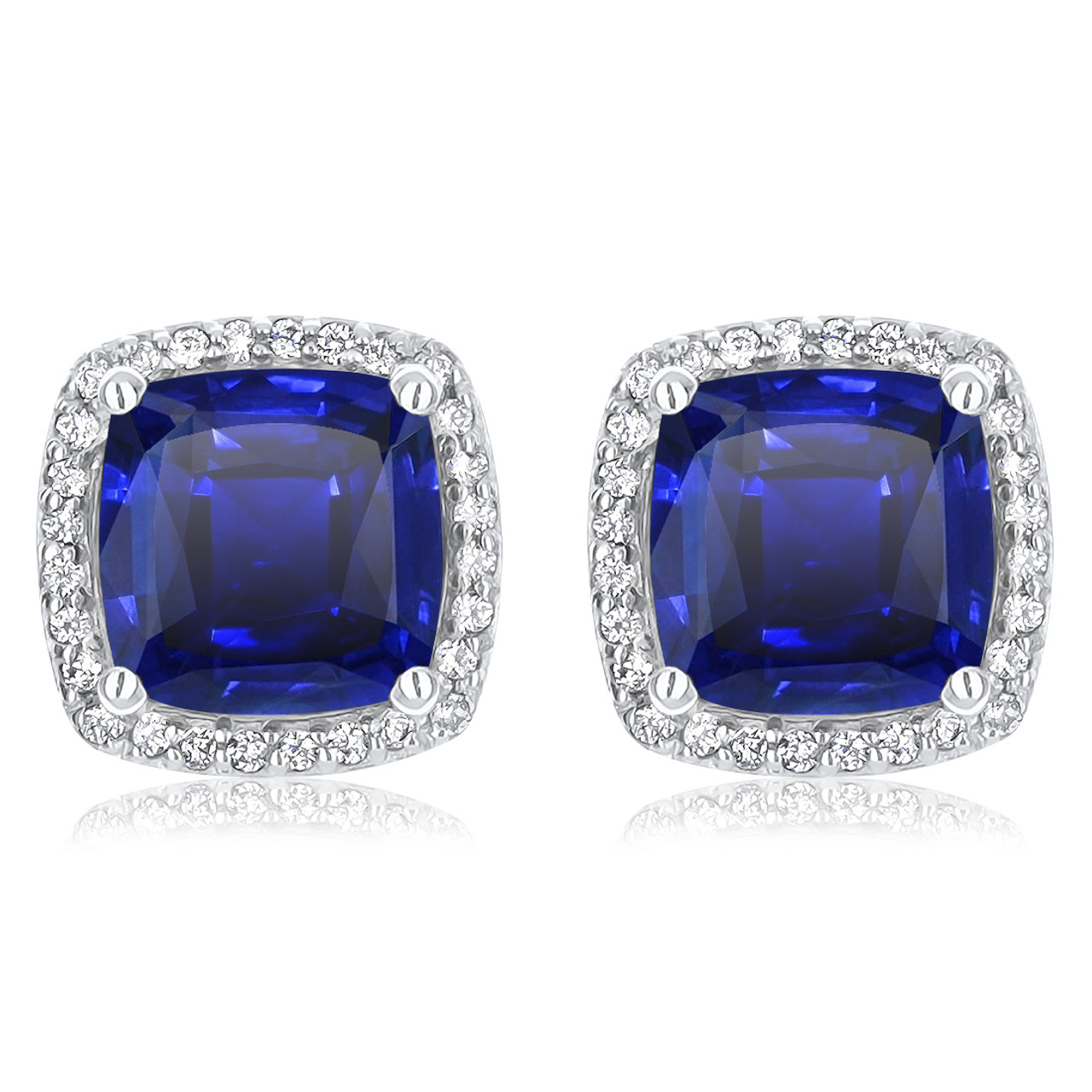 Blue/White Lab-Created Sapphire Stud Earrings Sterling Silver | Kay