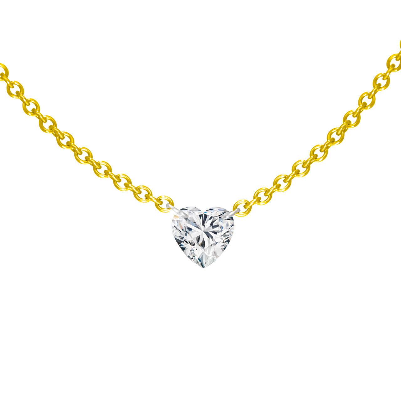 Chopard 18 Karat Yellow Gold Floating Diamond Heart Necklace – The Estate  Watch And Jewelry Company®