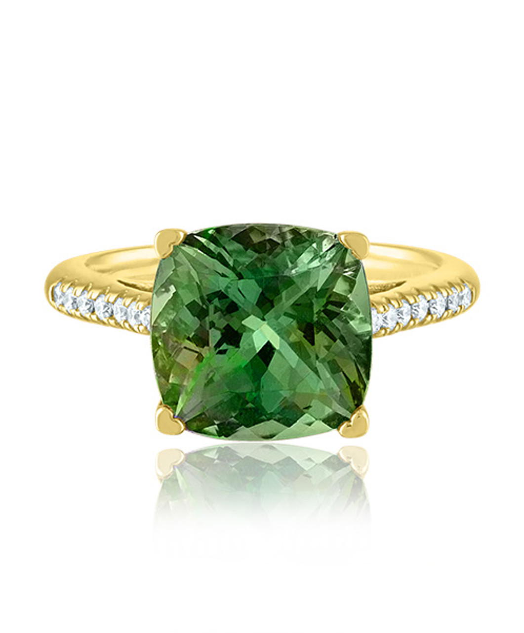 Green Tourmaline Ring in 14k white and yellow gold (GR-9160)