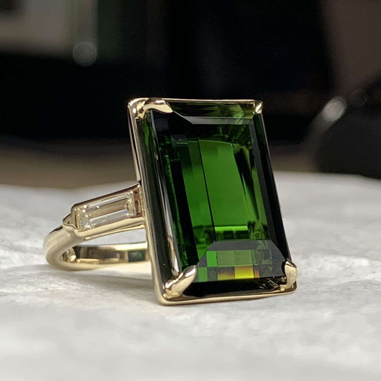 Wendy's green tourmaline ring in textured silver - Carin Lindberg Jewellery