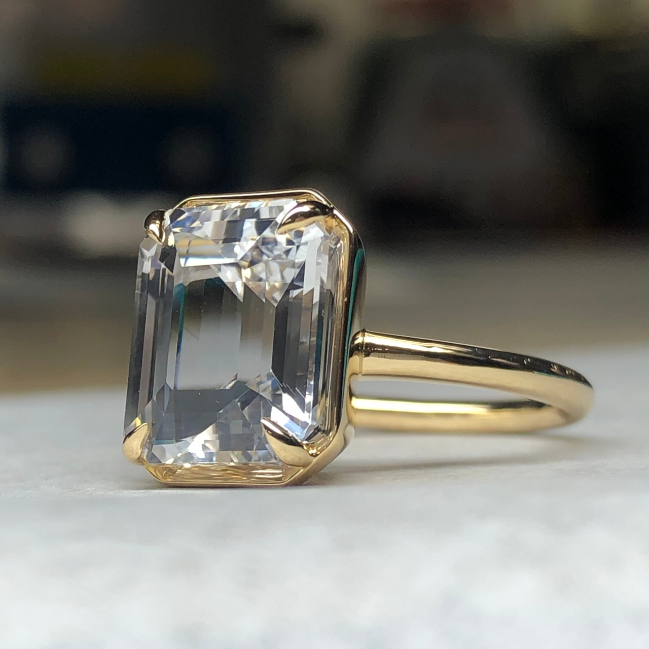 White Sapphire Gold Solitaire Ring – Alison Moore Designs