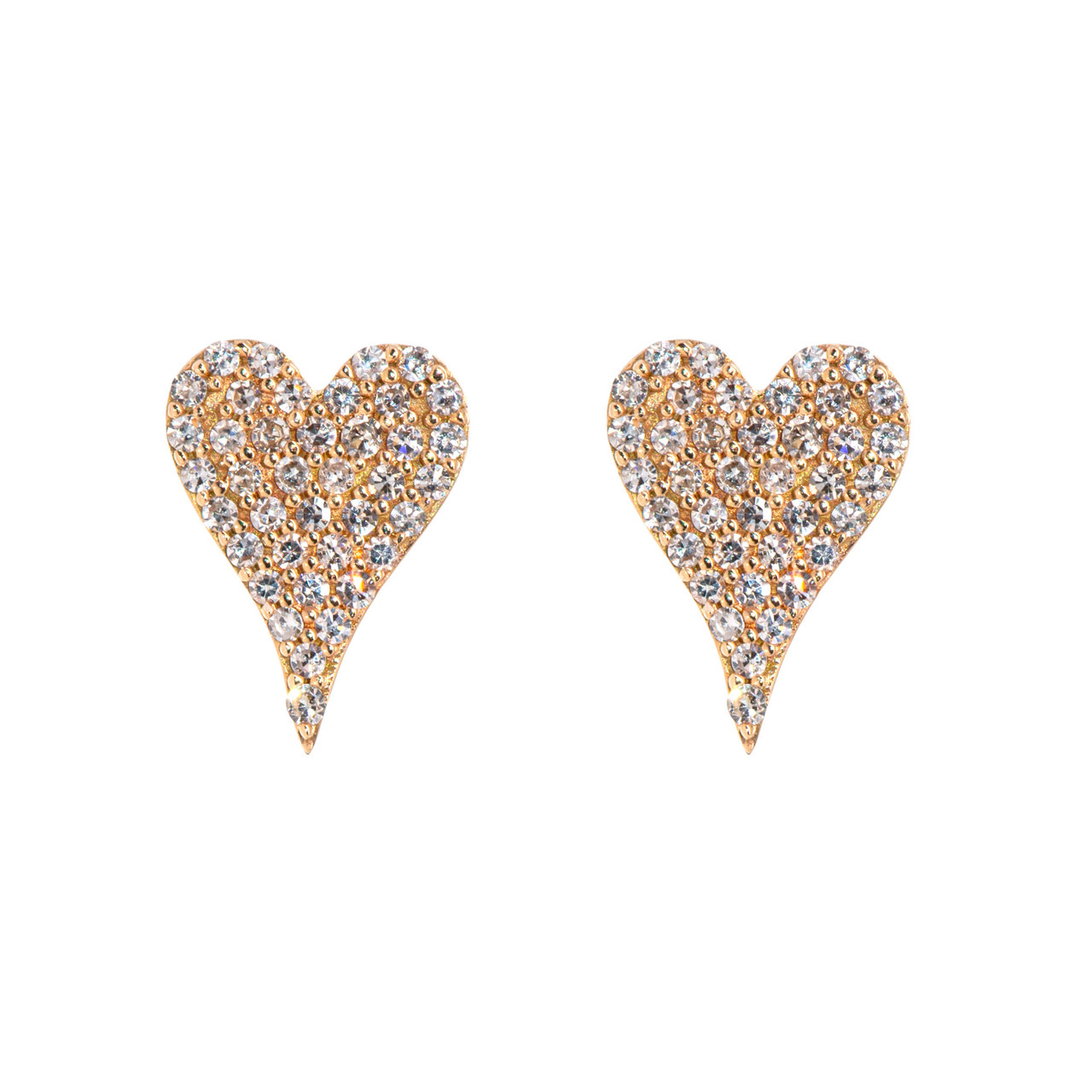 Gelin Diamond and 14k Solid Gold Heart Earrings | Pave Diamond Studs for  Women