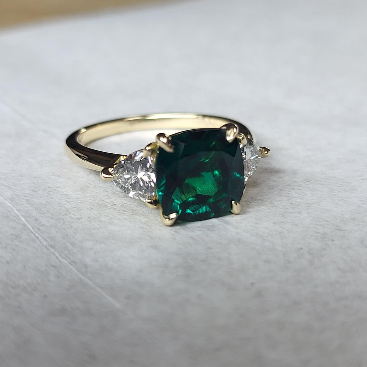 Emerald Three Stone Engagement Ring | Emerald Rings NYC | Emerald ...