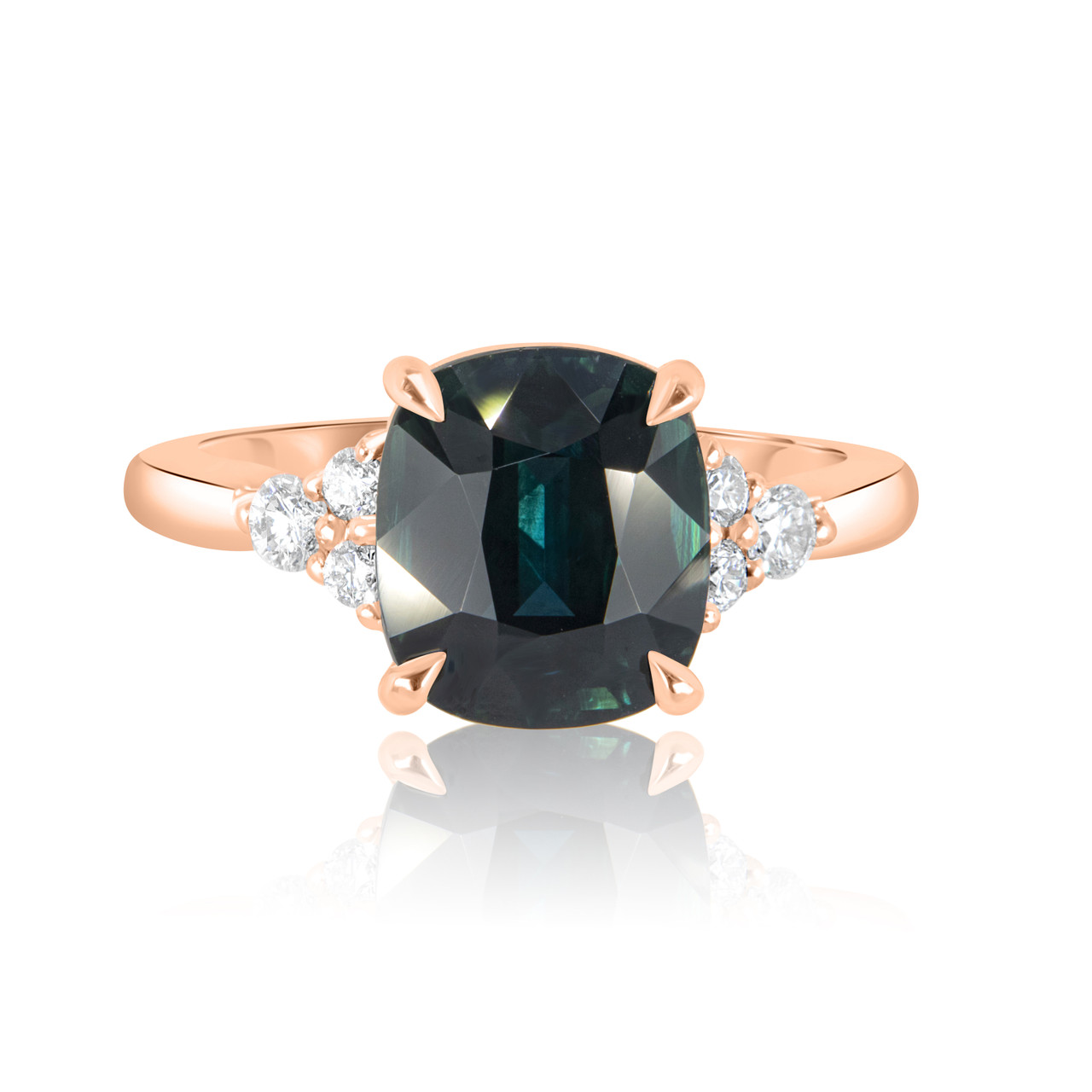 Cushion Teal Sapphire Rose Gold Ring Sapphire Engagement Rings