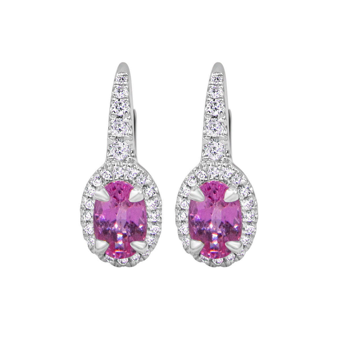 Pink Sapphire Leverback Earrings Pink Sapphire Jewelry NYC