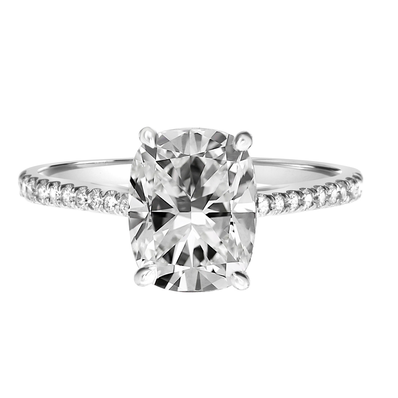 Brilliant Cut Diamond Engagement Ring with Pave Diamond Engagement