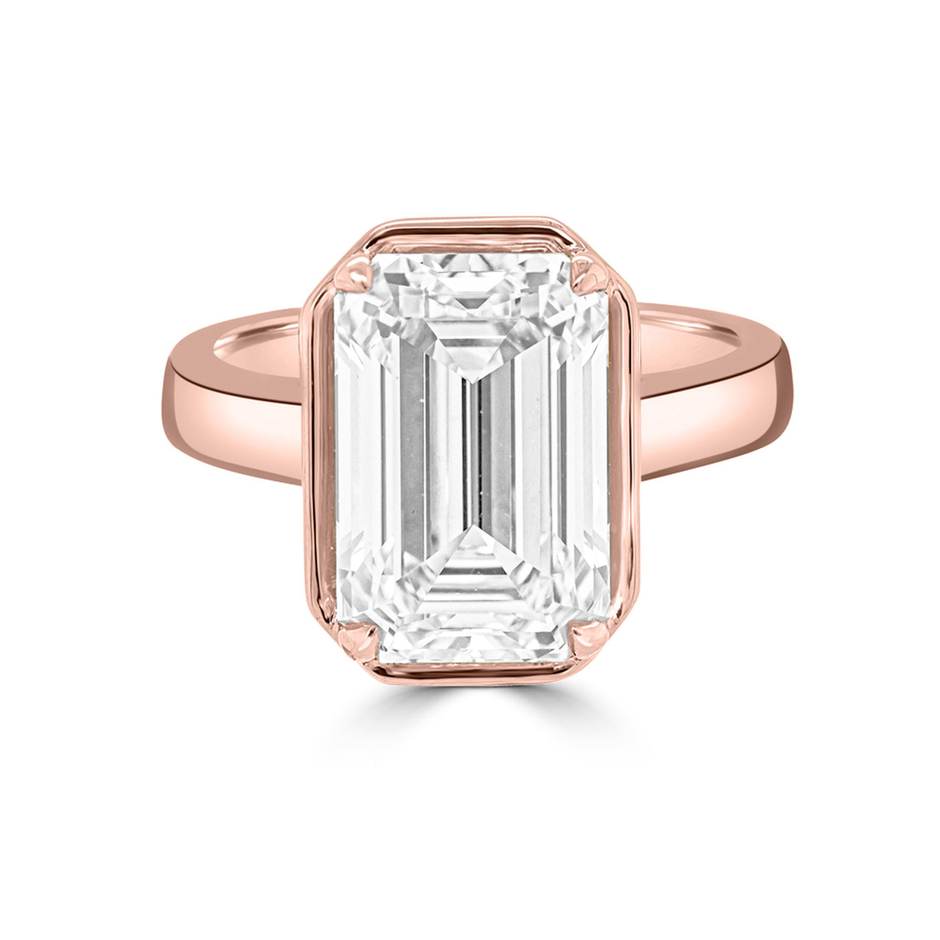 Emerald Cut Diamond Engagement Ring | Bezel Diamond Engagement Ring ...