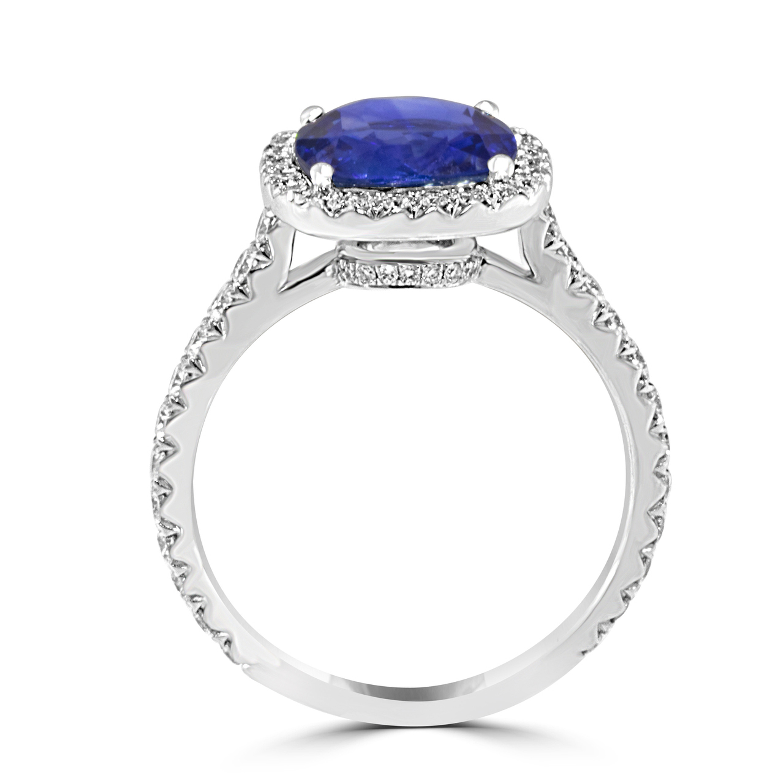 Blue Sapphire Diamond Halo Ring | Sapphire Engagement Ring | Sapphire ...
