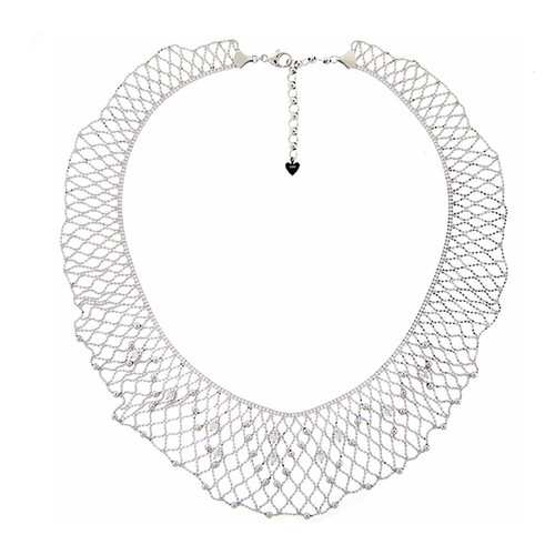 White Gold Lace Diamond Encrusted Necklace