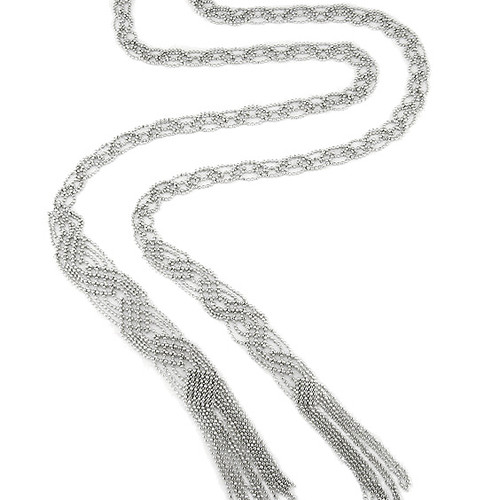 White Gold Lace Lariat Necklace