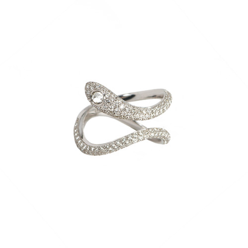 Snake Ring with Pave Diamonds