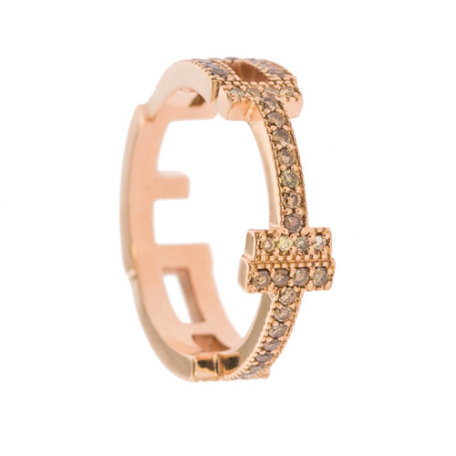 Personalized Ring | Champagne Diamond & Rose Gold Spells out Faith