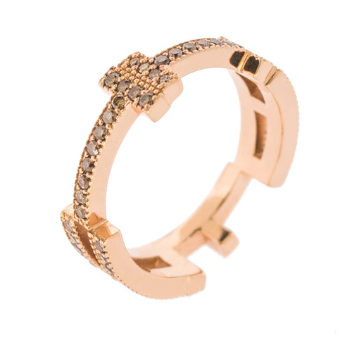 Personalized Ring | Champagne Diamond & Rose Gold Spells out Faith