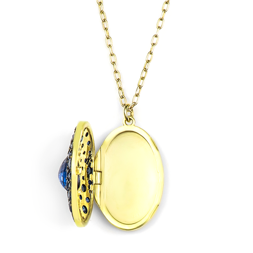 Oval Blue Sapphire Locket inside view