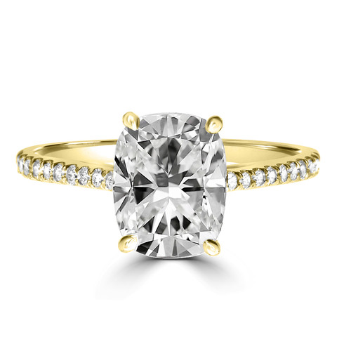 Elongated Cushion Diamond Engagement Ring - Yellow Gold