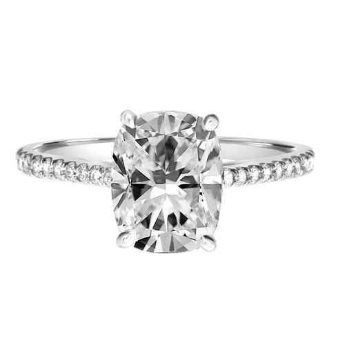 Elongated Cushion Diamond Engagement Ring - white gold