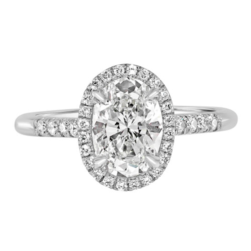 Oval Diamond Halo Engagement Ring platinum