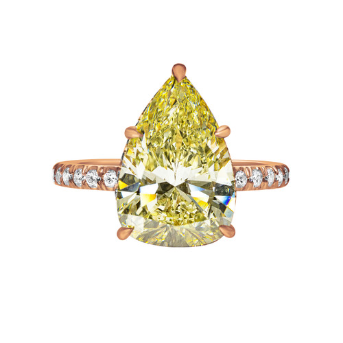 Fancy Yellow Pear Shape Diamond in Rose Gold 