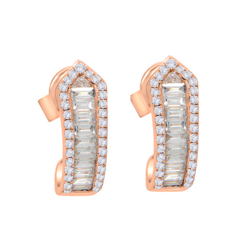Round And Baguette Diamond Earrings | Ouros Jewels