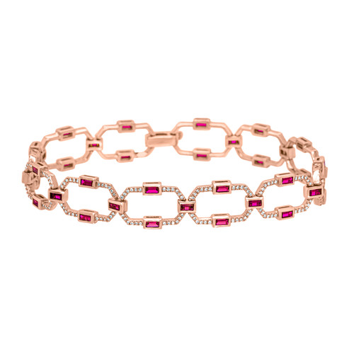 Vintage Style Bracelet with Rubies & Diamonds in Rose Gold