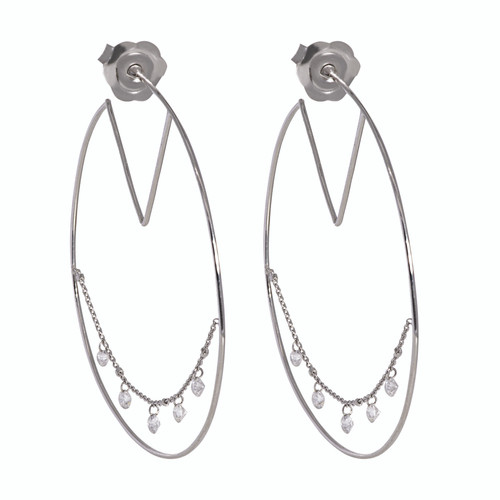 Floating Diamond Hoop Earrings-model 