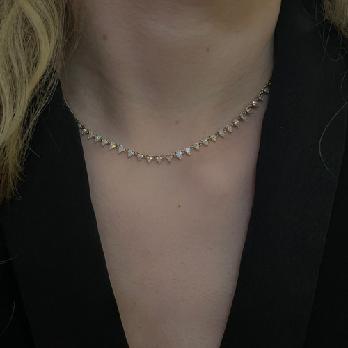 Yellow Gold Pear Shape Diamond Necklace-model 